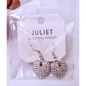 Juliet NWT Silver Bling Heart Earrings
